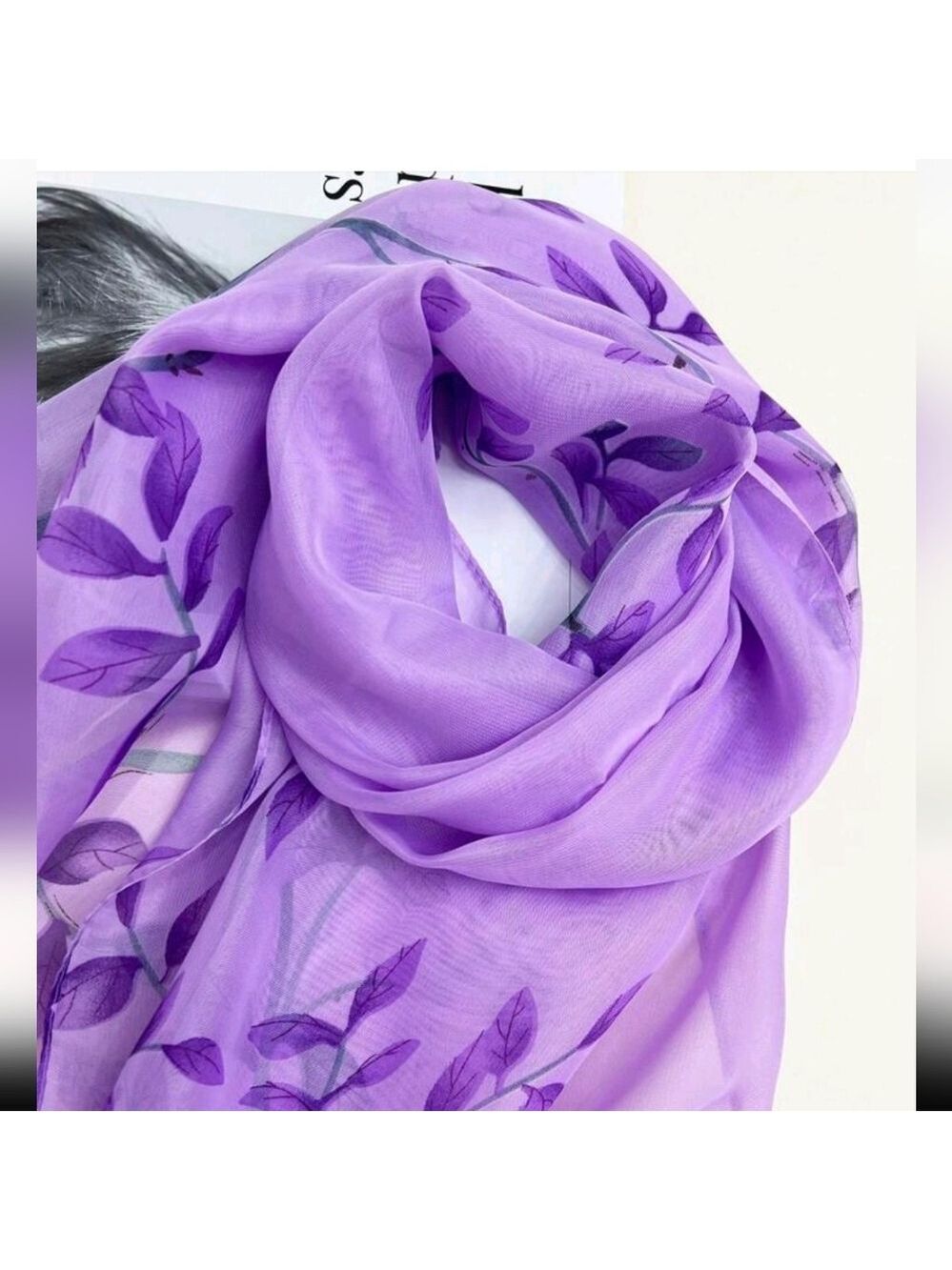 Floral Scarf Loaded With Garden FLOWERS LAVENDER TONES - Picture 2 of 8